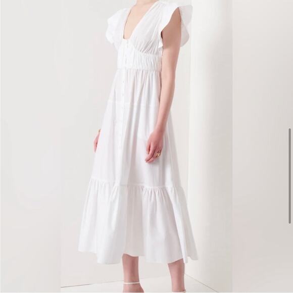 NWT Derek Lam 10 Crosby Greta Flutter Sleeve Dress in White - Picture 2 of 6
